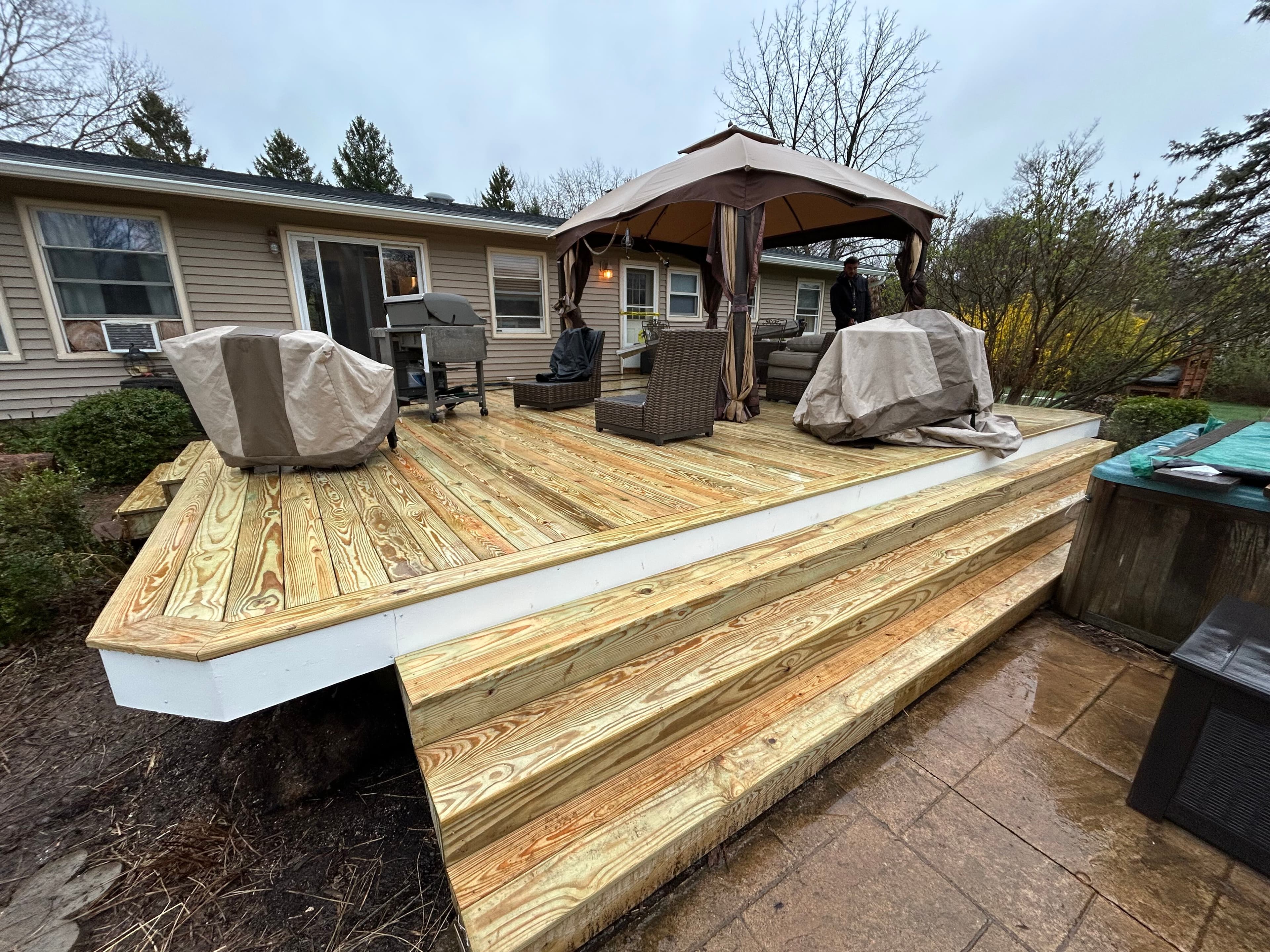 Large deck with gazebo on NJ home