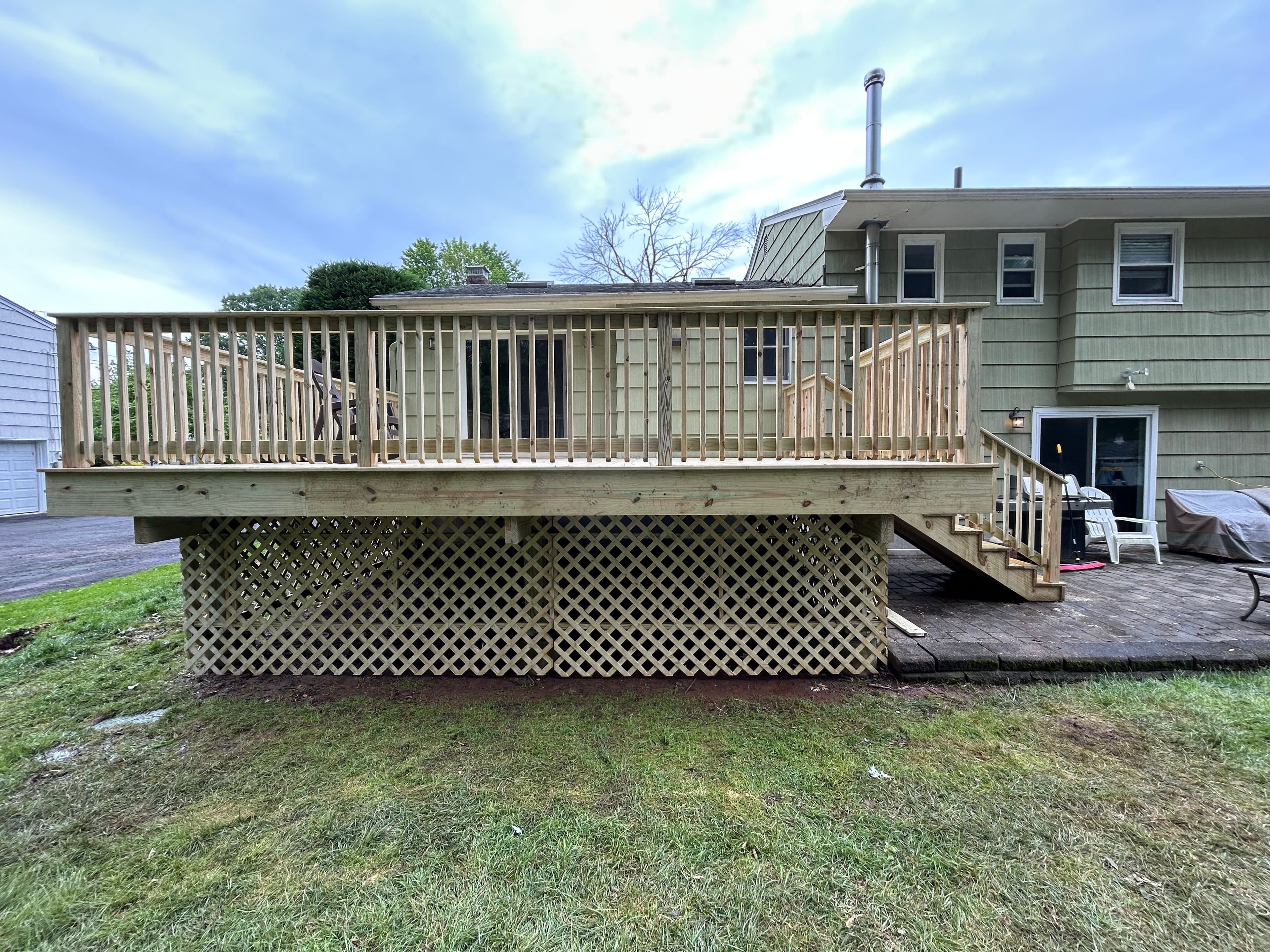 Elevated deck with lattice skirting
