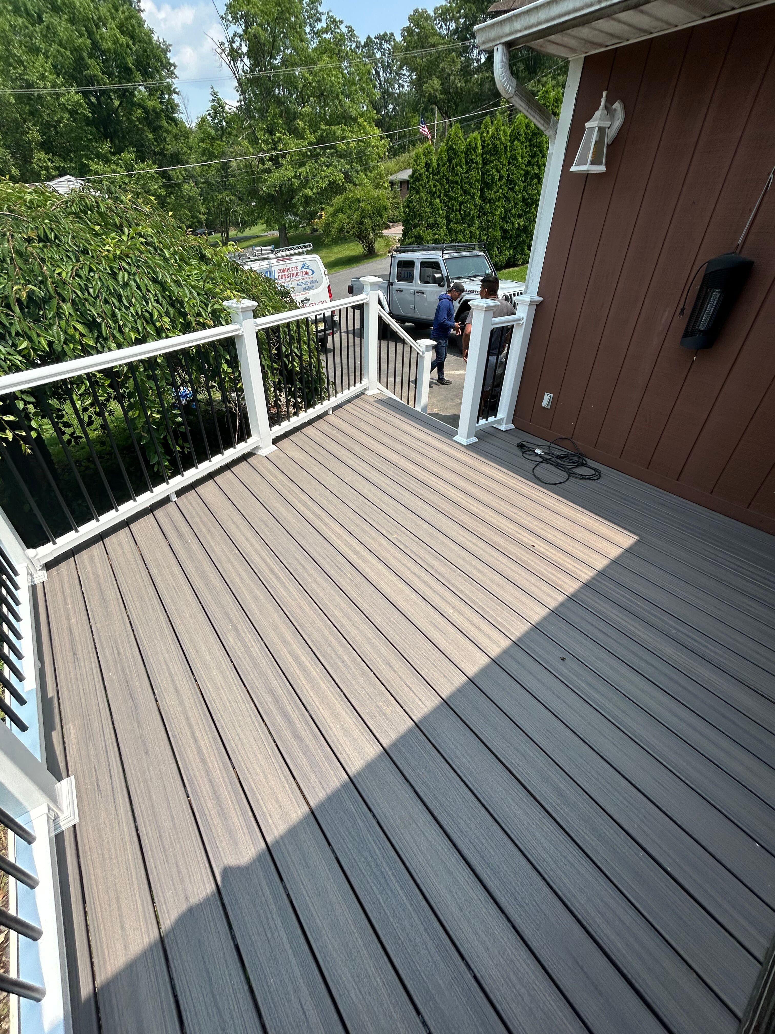Completed composite deck with cable railings