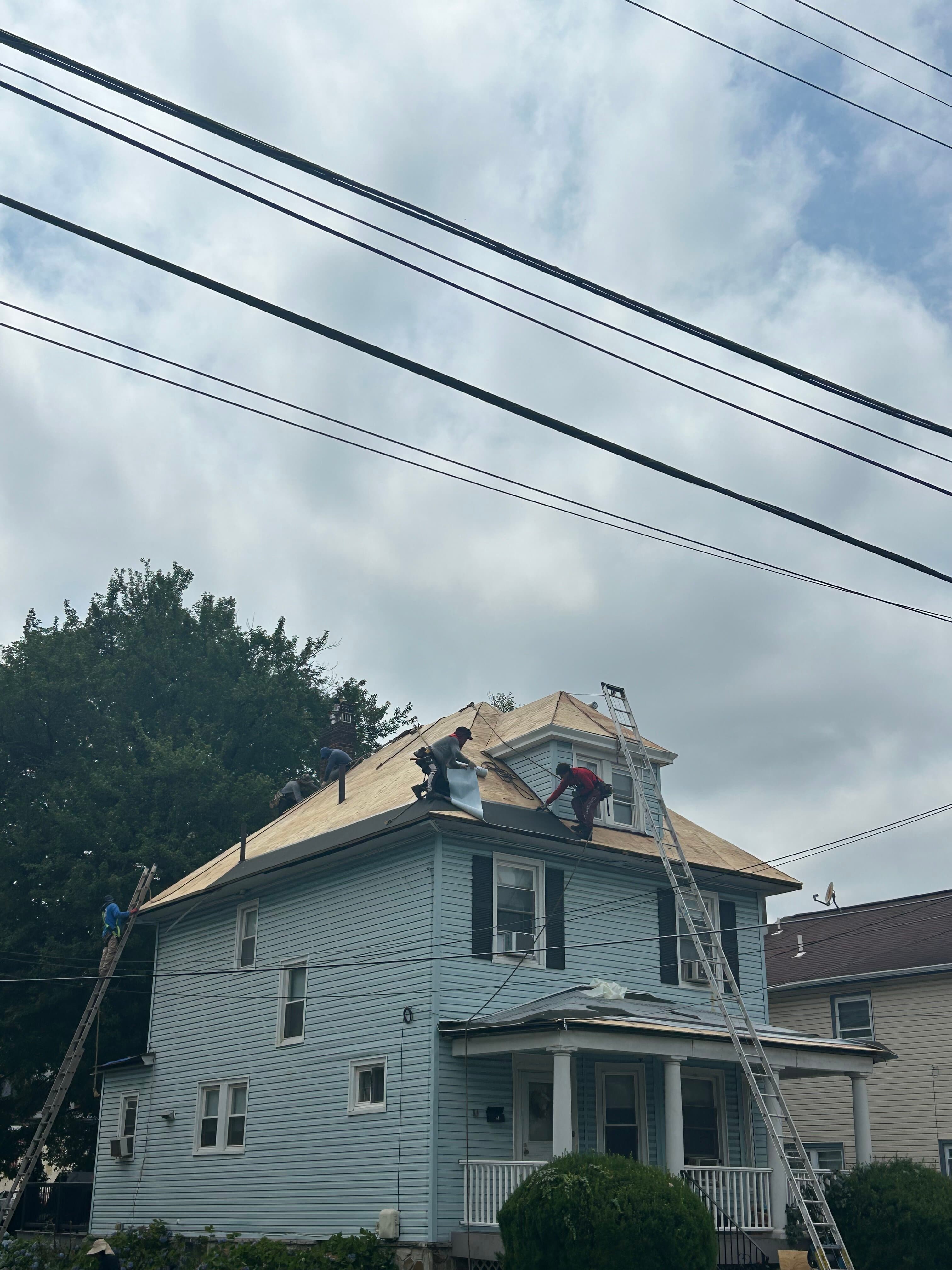 Installing roof plywood deck — NJ contractor