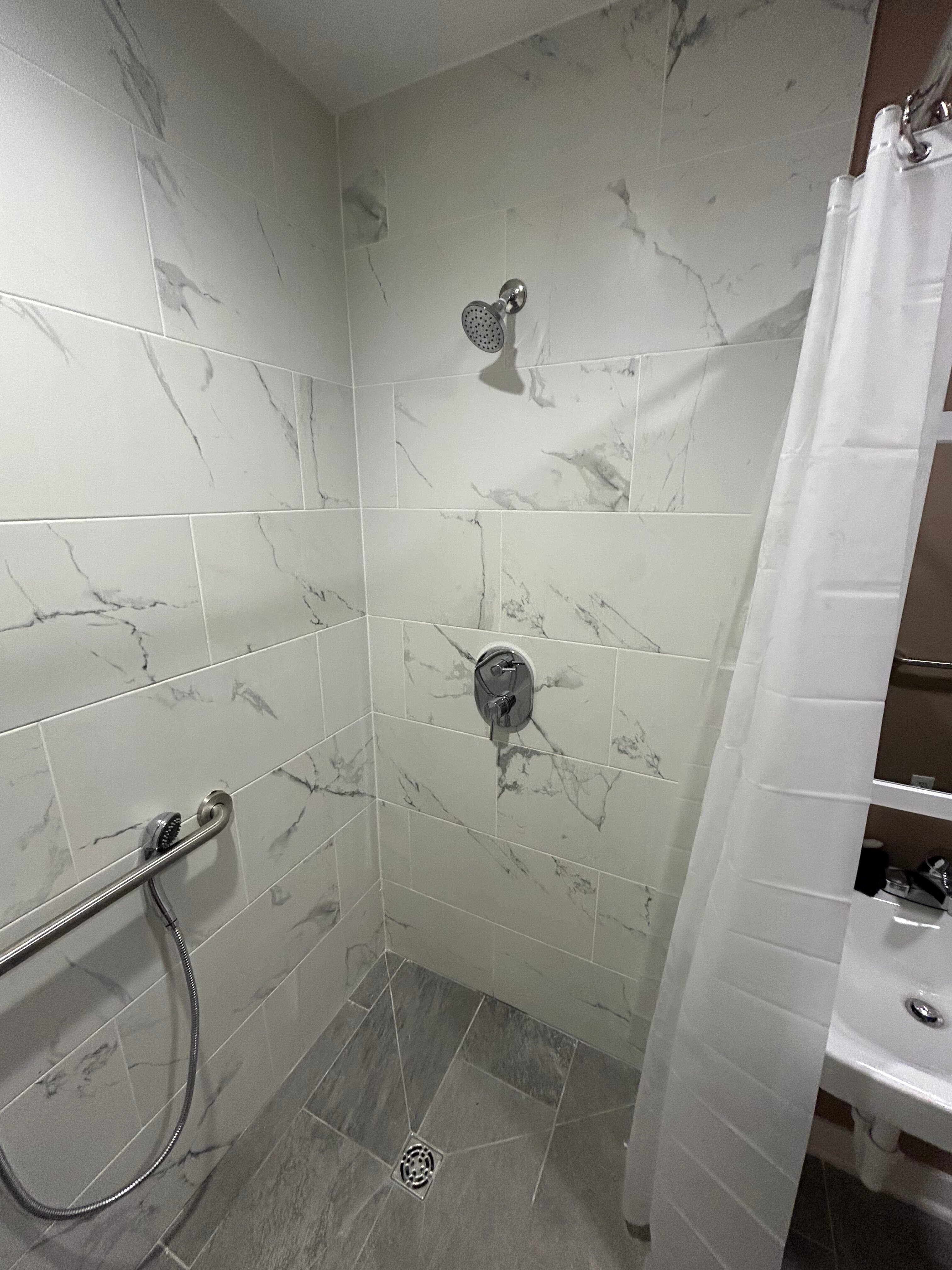 Walk-In Marble Tile Shower