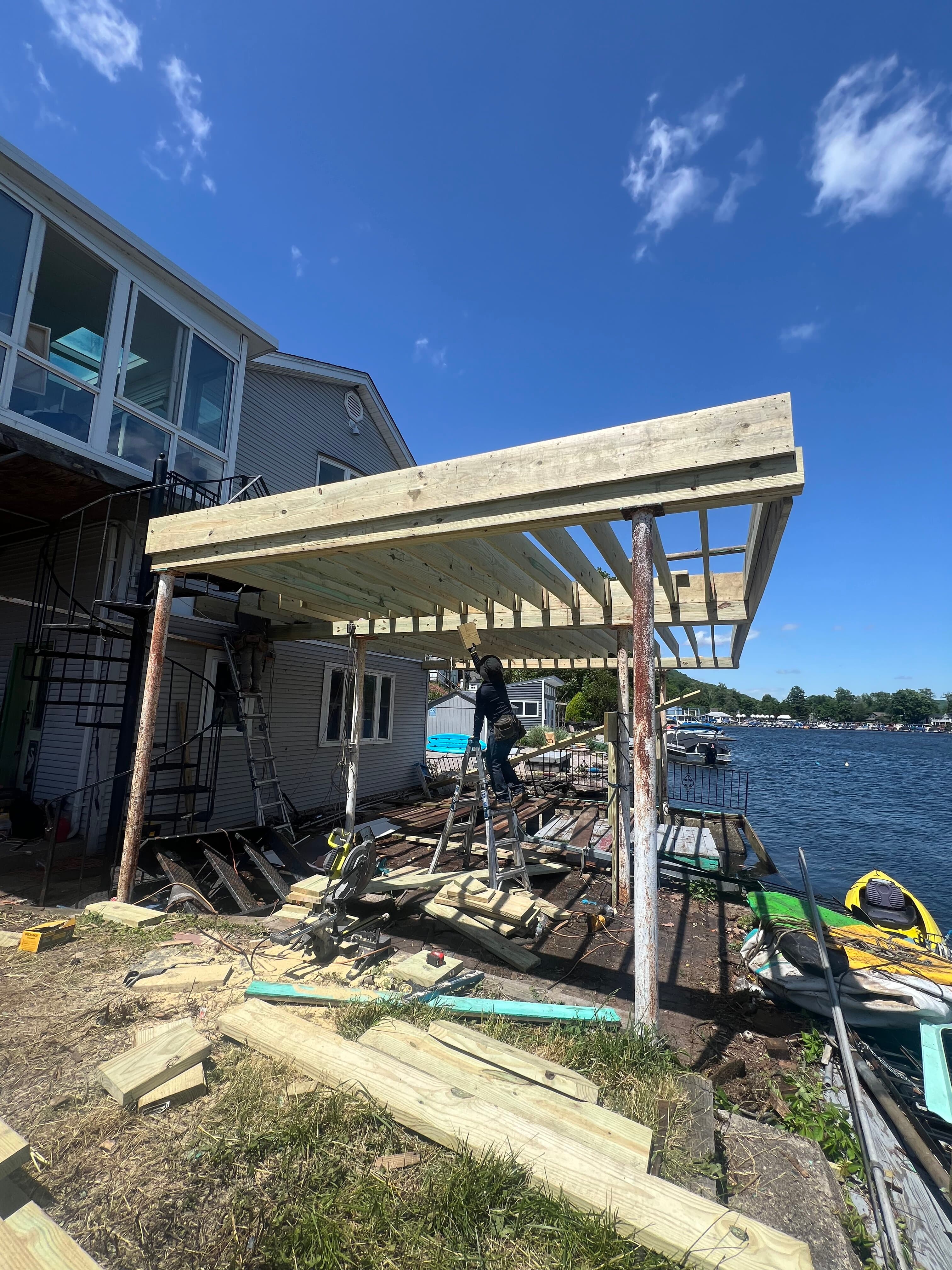 Waterfront pergola structure