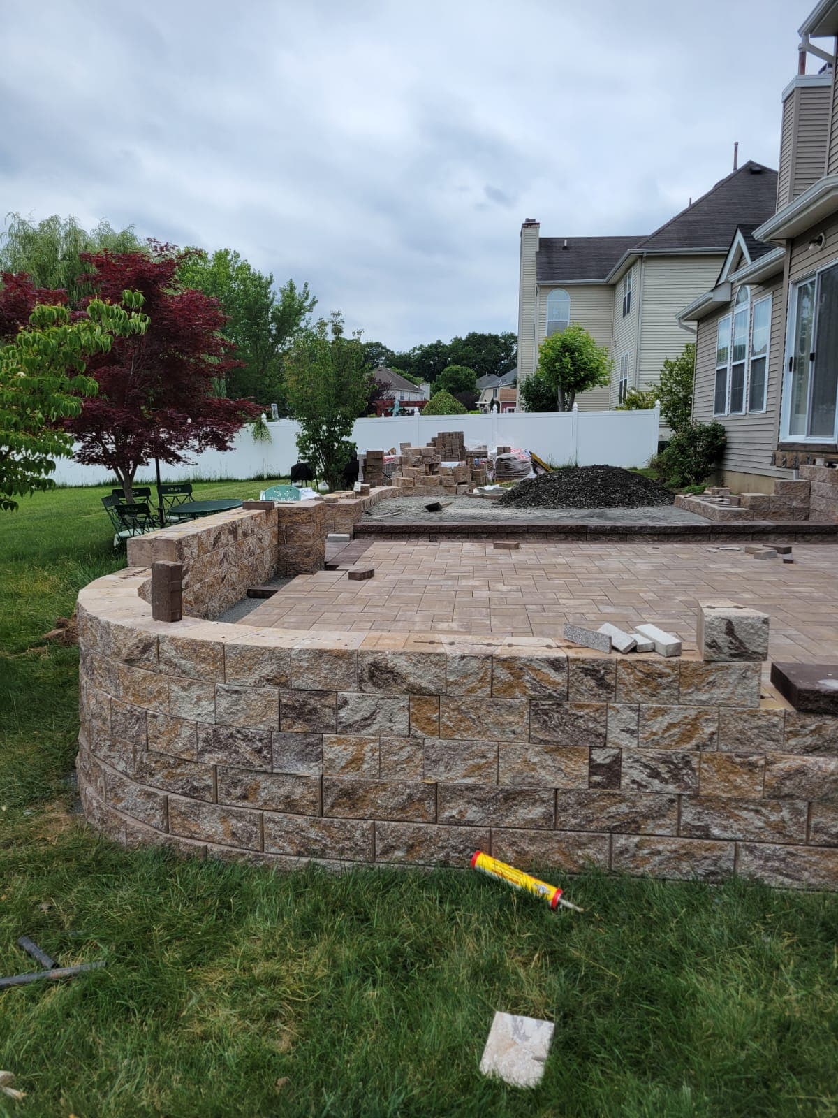 Paver patio under construction