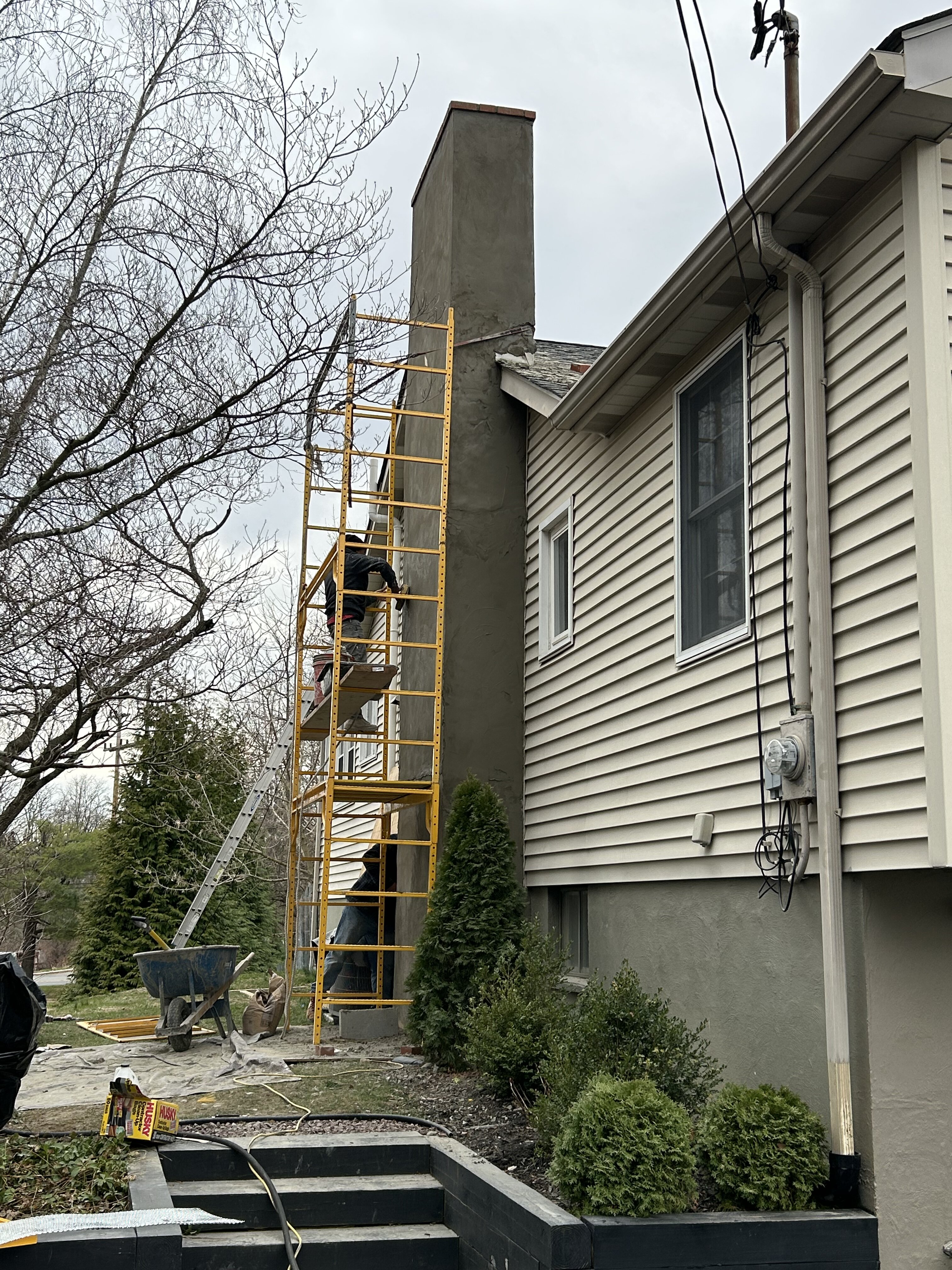 Chimney Repair with Scaffolding